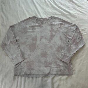 Athleta Light Purple White Tie Dye Long Sleeve Crewneck Sweater | Size L